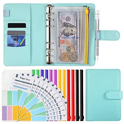 PU Leather Notebook A6 Ring Binder Budget Planner Organizer Cover Pockets  Labels