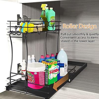 Under Sink Organizers and Storage, Metal Pull Out Cabinet Organizer with  Free Brush, 2-Tier Sliding Cabinet Kitchen Storage, Space Savers Organizers  Under Kitchen Bathroom Sink Organizer - Yahoo Shopping