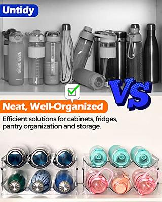 4 Pack Stackable Water Bottle Holders - Kitchen Organization Racks for  Fridge, Pantry and Cabinets - Plastic Storage for Tumblers, Mugs and Cups