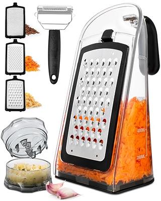 Cheese Grater with Garlic Crusher - Box Grater Cheese Shredder - Cheese  Grater with Handle - Graters for Kitchen Stainless Steel Food Grater -  Garlic Mincer Tool and Vegetable Peeler - Yahoo Shopping