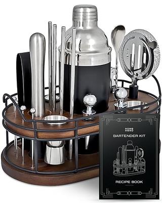 KITESSENSU Bartender Kit, 15-Piece Cocktail Shaker Set with Bamboo