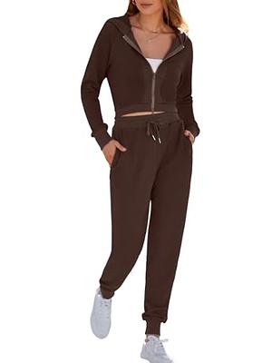 MASCOMODA Womens Tracksuits for Women Set 2023 Fall Sweat Suits Full Zip  Hooded Long Sleeve Cropped Tops and Jogger Pants Set(Brown,X-Large) - Yahoo  Shopping