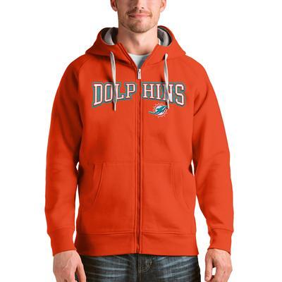 Men's Antigua Orange Miami Dolphins Wordmark Victory Full-Zip