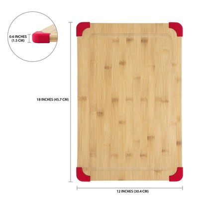 Farberware 14 x 20 inch Wood Cutting Board with Trench, Brown