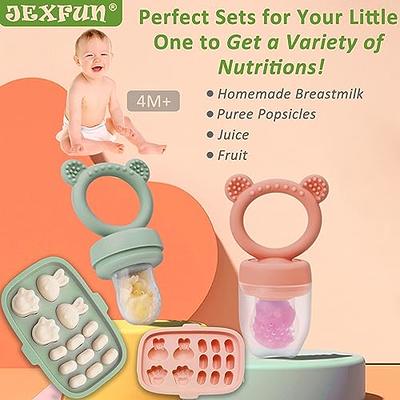 JEXFUN Silicone Baby Fruit Food Feeder Pacifier & Breastmilk Popsicle  Freezer Molds, Baby Food Freezer Tray Storage Containers Breast Milk Ice  Cubes