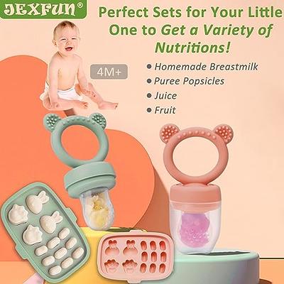 JEXFUN Silicone Baby Fruit Food Feeder Pacifier & Breastmilk Popsicle  Freezer Molds, Baby Food Storage Containers Breast Milk Ice Cubes for Baby