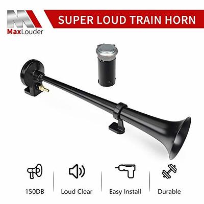 MaxLouder 150DB Air Horn with Compressor, 18 Inches Single Trumpet Air  Train Horn Chrome Zinc Super Loud for 12V Vehicles Truck Lorry Boat VAN  Train (BLACK) - Yahoo Shopping