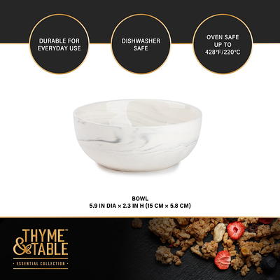 Thyme & Table Dinnerware Black Onyx Stoneware Round Bowls, 4 Pack