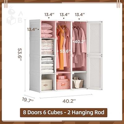 ANTBOX Portable Wardrobe Closet Storage Organizer for Clothes,Folding  All-in-one Plastic Wardrobe with Magnetic Door and Easy Assembly 8 Doors-6  Cubes-2 Hanging Rod. - Yahoo Shopping