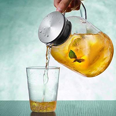 Glass Pitcher with Lid and Spout - High Heat Resistance Pitcher for  Hot/Cold