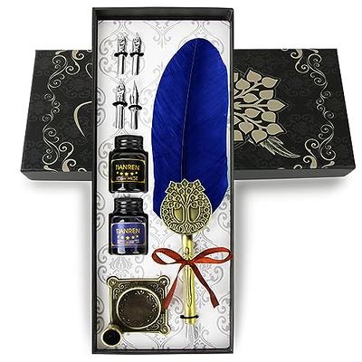 Quill Pen and Ink Set, Antique Feather Dip Calligraphy Pen Set, including  Feather Pen, 5 Replacement Nibs, Pen Nib Base, Notebook, Ink, Gift Box,  Best Gifts for Men Dad (Black) - Yahoo Shopping
