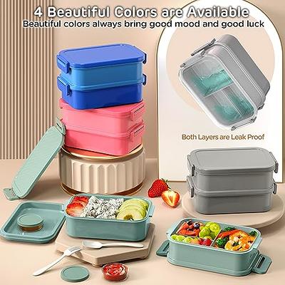 Stackable Bento Box Adult Lunch Box 2 Layers All-in-One Lunch