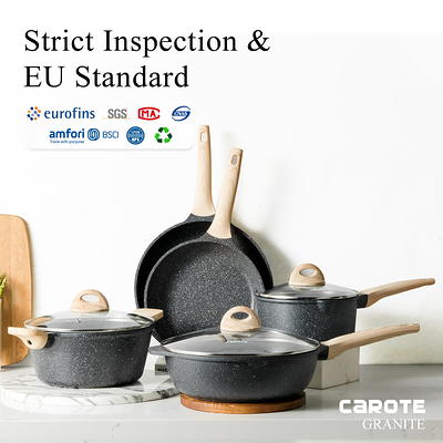 Carote Nonstick Pots and Pans Set, 8 Pcs Granite Stone Kitchen