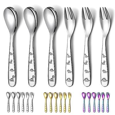 Toddler Utensils Set by PLASKIDY Kids Utensils 6 Forks and 6 Spoons - BPA  FREE / Dishwasher Safe Toddlers Silverware Set Brightly Colored Children's