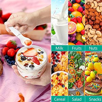 2 Pcs Overnight Oats Container with Lid and Stainless Steel Spoon 20oz Jars  Leakproof Glass Cups to Go for Cereal Yogurt Fruit