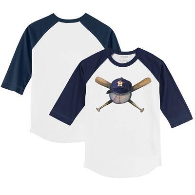 TinyTurnip Houston Astros Stitched Baseball 3/4 Navy Blue Sleeve Raglan Youth Small (6-8)