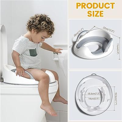 Orzbow Potty Training Toilet Seat for Boys and Girls with Handles &  Detachable Soft Cushion, Kids Travel Potty Seat with Anti-Slip Design & Splash  Guard, Includes Free Storage Hook,Toilet Brush, Grey 