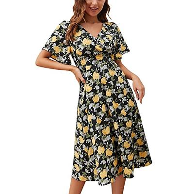 Vintage Women's Bodycon Dress - Yellow - L