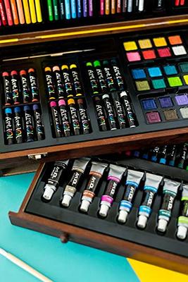 Deluxe Art Kit in Portable Wooden Case With Colored Pencils