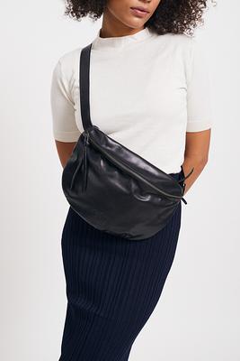 Black Leather Hip Bag Fanny Pack Leather Bum Bag 2 Sizes 