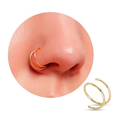 Mens 14K Real Solid Yellow Gold 20g Body Jewelry Piercing Nose Ring Earring  Hoop