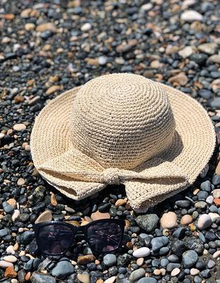 Women Crochet Bucket Hat Plaid Wide Brim Fisherman Hats Outdoor Sun Cup  Beach Head Wear straw Hat