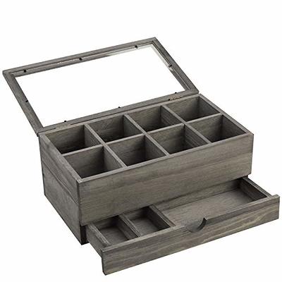 Gray Wood Tea and Condiment Organizer Storage Caddy with