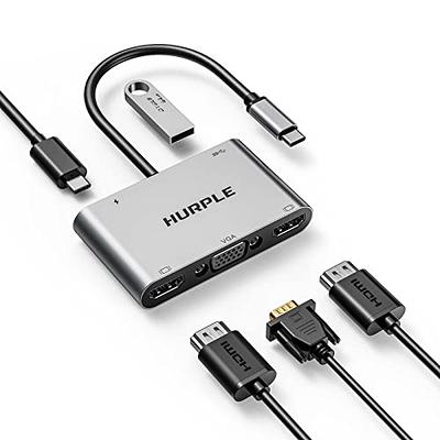 USB C to Dual HDMI Adapter,USB C Splitter 2 Monitors Extended Display,HDMI  Adapter for Dual Monitors,Type C HDMI Hub Multiple Monitors Docking Station