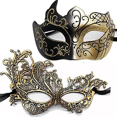 IDOXE Golden Black Couple Masquerade Masks Set Venetian Party Mask