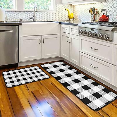 2 Piece Buffalo Plaid Kitchen Rug Set, Home Kitchen Sink Rugs and