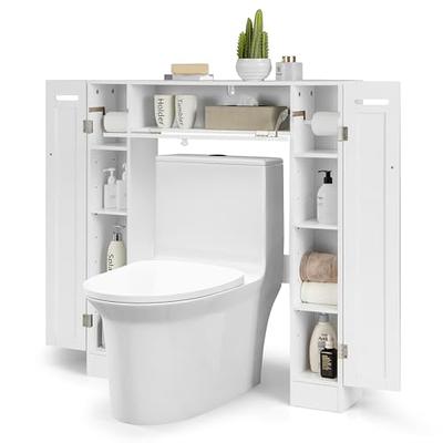 Giantex Over The Toilet Storage Cabinet with 2 Doors and Adjustable  Shelves, Space-Saving Rack Bathroom Shelf with Paper Holder, Freestanding  Bathroom