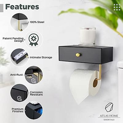 Designs Matte Black Toilet Paper Holder With Shelf, Flushable