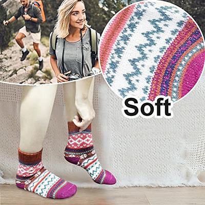 5 Pairs Womens Winter Fleece Fluffy Socks Girls Warm Soft Fuzzy Thick Crew  Cute Socks For Casual Home Sleeping