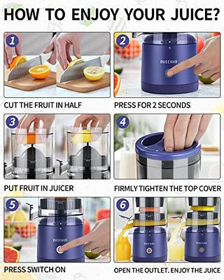 Citrus Juicer Machines Rechargeable - Portable Juicer with USB and Cleaning  Brush for Orange, Lemon, Grapefruit