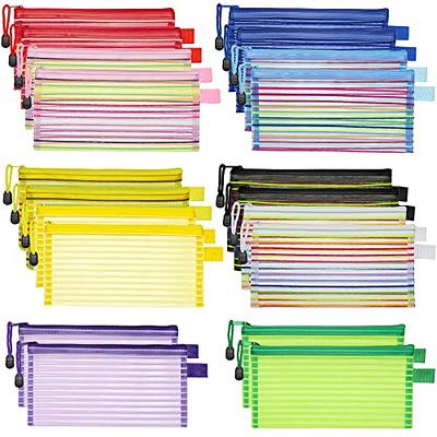 JARLINK 18 Pack 8 Sizes Mesh Pouch, 9 Colors, Waterproof Zipper File Bags  Document Multipurpose Travel Bags for Office Supplies Cosmetics Travel