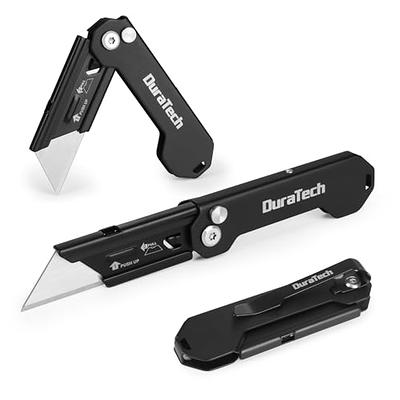 Utility Knife, BIBURY Upgraded Version Heavy Duty Box Cutter, Pocket Carpet  knife with 10 Replaceable SK5 Stainless Steel Blades, Belt Clip, Easy
