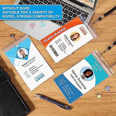 50 Pcs Clear Plastic Horizontal Name Badge ID Card Holders