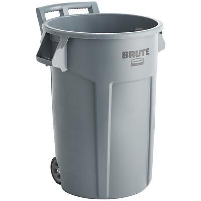 Rubbermaid BRUTE 44 Gallon Gray Wheeled Round Trash Can and Lid