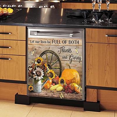 Thanks Giving Vinyl Sticker Dishwasher Cover for Front,Fall Harvet