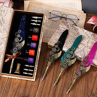 CunMei Vintage Punk Quill Pen Ink Set-Mechanical Quill Pen,5 Color