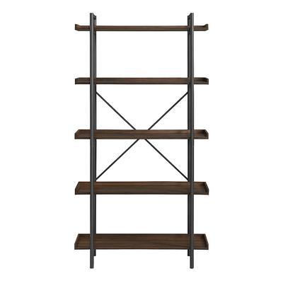 Walker Edison - Urban Wall Organizer with Hooks and Removable Shelf - Dark Walnut