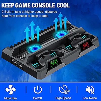 PS4 Cooling Fan with Controller Charger Compatible with Playstation 4/PS4  Slim/PS4 Pro, PS4 Stand Vertical Cooling Station for PS4 Accessories,PS4  Pro