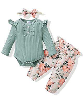 Newborn Baby Girl Clothes Outfits Romper Pants Set Cotton Baby