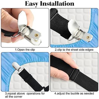 Bed Sheet Holder Straps - Adjustable Crisscross Clips Elastic Band Fitted  Bed Sheet Fasten Suspenders Grippers,2Pcs/Set Black