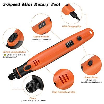 HARDELL Mini Cordless Rotary Tool Kit, 5-Speed and USB Charging