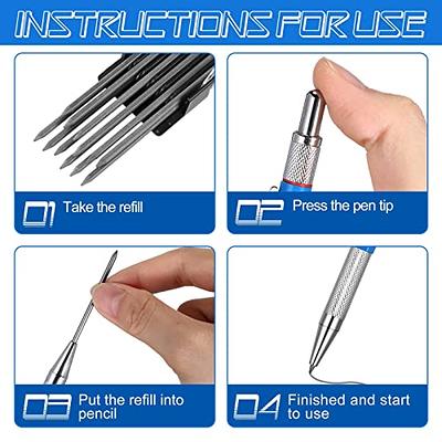 Welders Pencil Silver Striped Round Refills Mechanical Metal