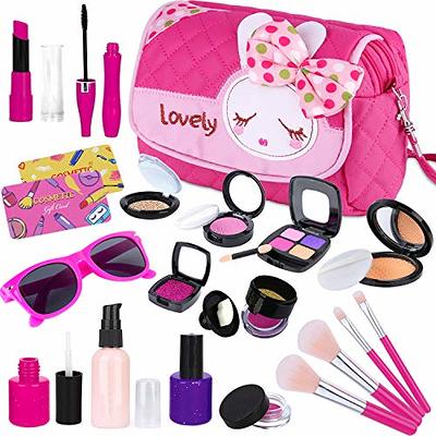 Lil Me Pretend Play Makeup for Princess Girls Two Tiered Cosmetic Set in  Sturdy Hot Pink Travel Case, Non-Toxic, Washable Makeup Kit