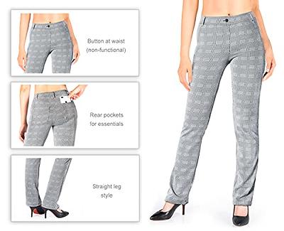  Belt Loops,Petite Womens Straight Leg Yoga Dress Pant Work  Pants Commute Office Slacks,27,White,Size XL