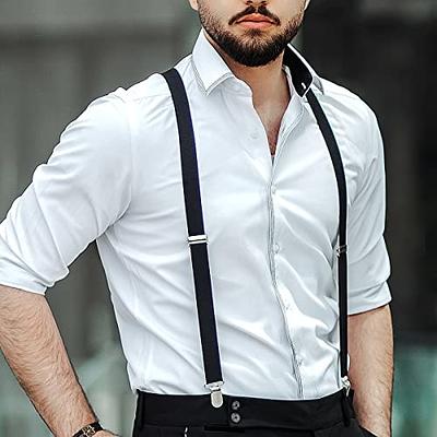 Men's Unisex Clip-on Braces Elastic White Suspender Y-shape Ajustable