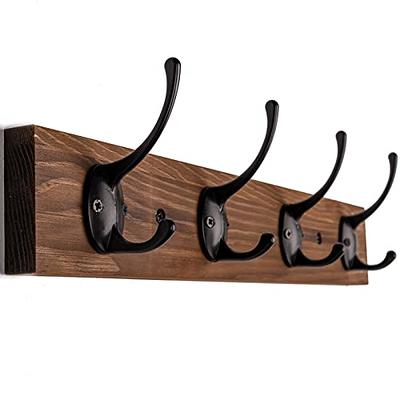 Oumilen 4-Hook Brown Wall Mounted Coat Rack Wooden Entryway